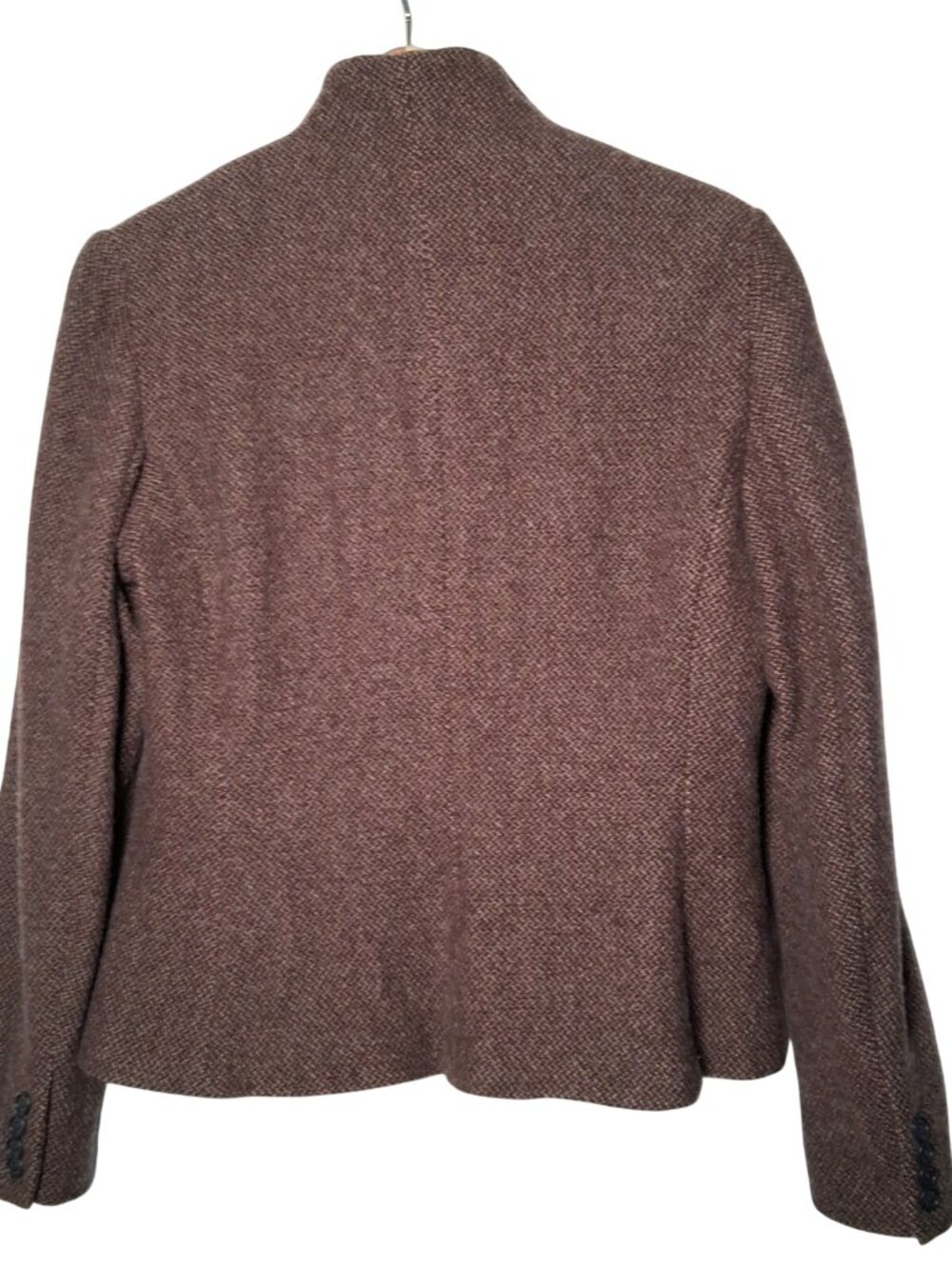 Lauren Ralph Lauren Tweed Blazer Jacket Women 10 Brown Wool Blend Short Classic - Picture 2 of 15